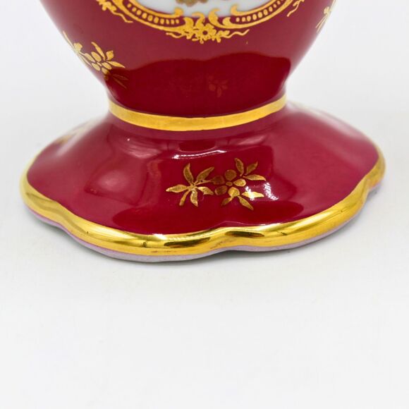 Vintage Limoges Porcelain Vase Ewer Pitcher Red Wine Burgundy Rococo Style Decor - Picture 7 of 7